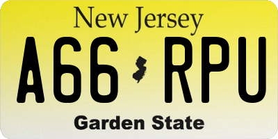 NJ license plate A66RPU