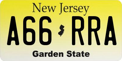 NJ license plate A66RRA