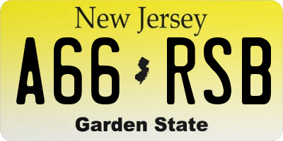 NJ license plate A66RSB
