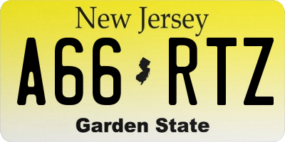 NJ license plate A66RTZ