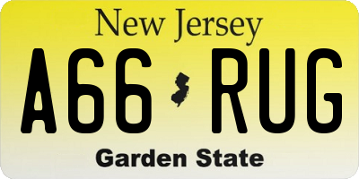 NJ license plate A66RUG
