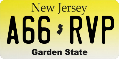 NJ license plate A66RVP