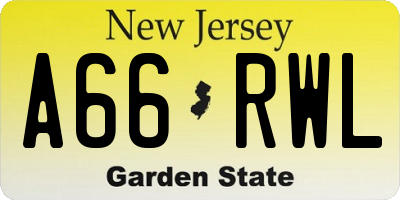 NJ license plate A66RWL