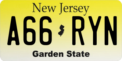 NJ license plate A66RYN