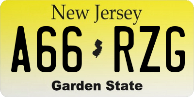 NJ license plate A66RZG