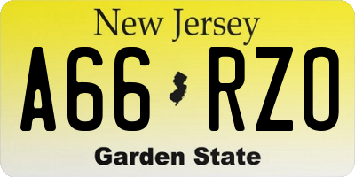 NJ license plate A66RZO