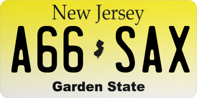 NJ license plate A66SAX