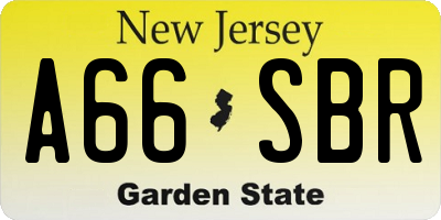 NJ license plate A66SBR