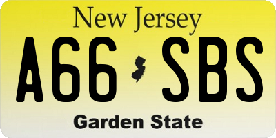 NJ license plate A66SBS
