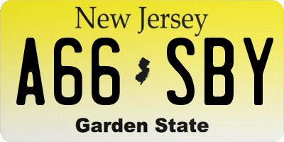 NJ license plate A66SBY