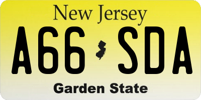 NJ license plate A66SDA