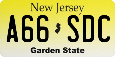 NJ license plate A66SDC