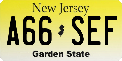 NJ license plate A66SEF