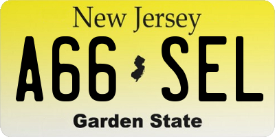 NJ license plate A66SEL