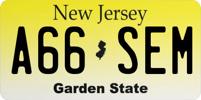 NJ license plate A66SEM