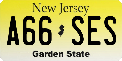 NJ license plate A66SES