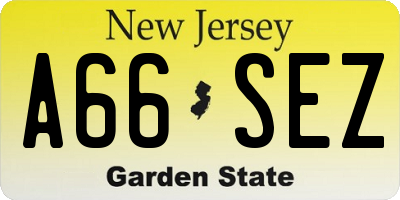 NJ license plate A66SEZ