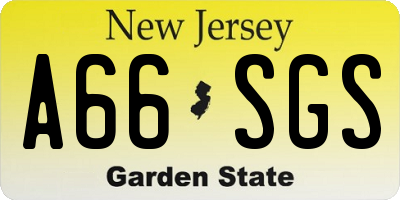 NJ license plate A66SGS