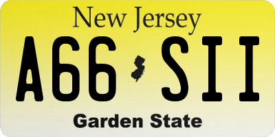 NJ license plate A66SII