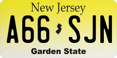 NJ license plate A66SJN