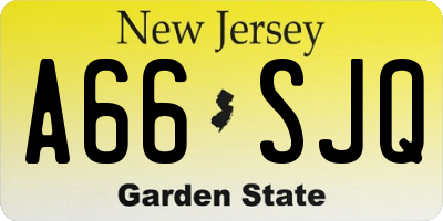 NJ license plate A66SJQ