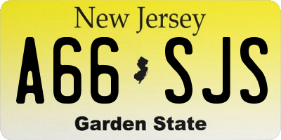 NJ license plate A66SJS