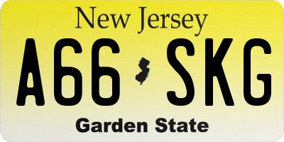 NJ license plate A66SKG