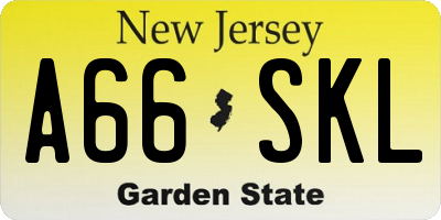 NJ license plate A66SKL