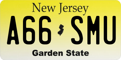 NJ license plate A66SMU