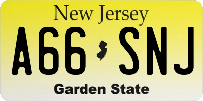 NJ license plate A66SNJ
