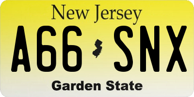 NJ license plate A66SNX