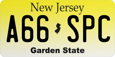 NJ license plate A66SPC
