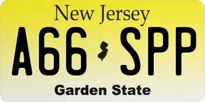 NJ license plate A66SPP