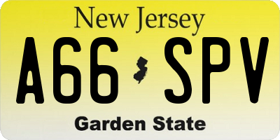 NJ license plate A66SPV
