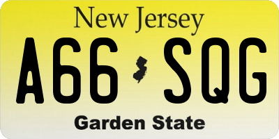 NJ license plate A66SQG