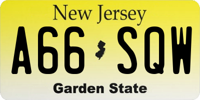 NJ license plate A66SQW