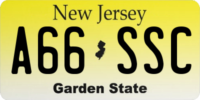 NJ license plate A66SSC
