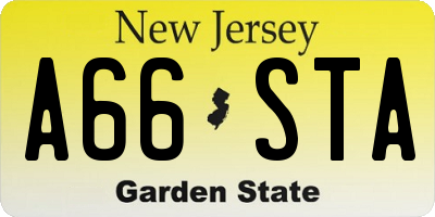 NJ license plate A66STA