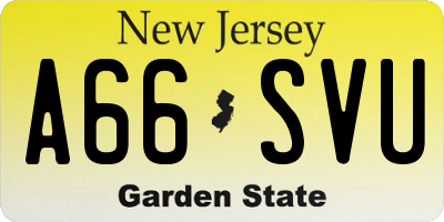 NJ license plate A66SVU