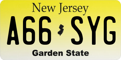 NJ license plate A66SYG