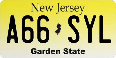 NJ license plate A66SYL