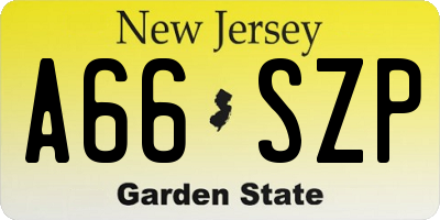 NJ license plate A66SZP