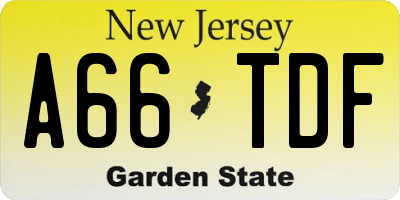 NJ license plate A66TDF
