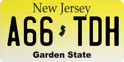 NJ license plate A66TDH
