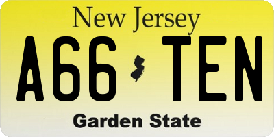 NJ license plate A66TEN