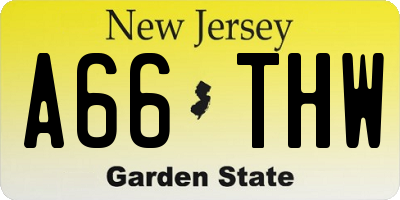 NJ license plate A66THW