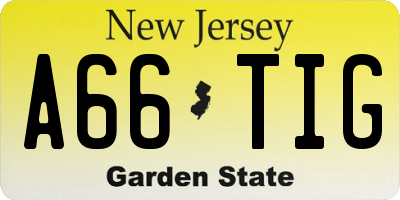NJ license plate A66TIG