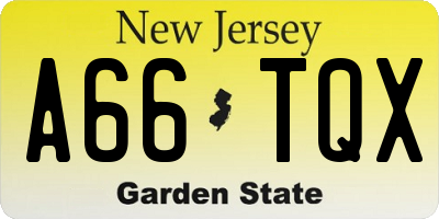 NJ license plate A66TQX