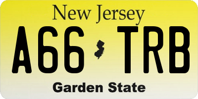 NJ license plate A66TRB