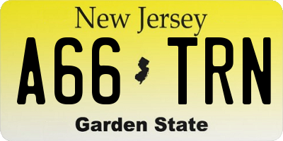 NJ license plate A66TRN
